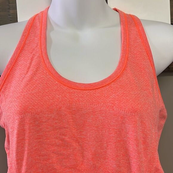 Athleta Heather Bright Orange Razorback Tank Top Vertical Rouging Stripes-Med - Picture 4 of 12